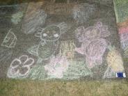 sidewalk chalk art gray clouds and angels