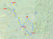 Color map of Hellz Bellz Ultra Marathon route