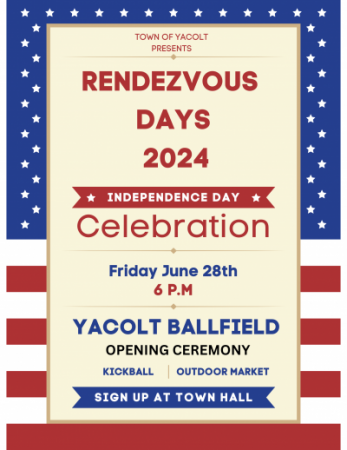 Red White and Blue Yacolt Rendezvous Days Flyer for 2024